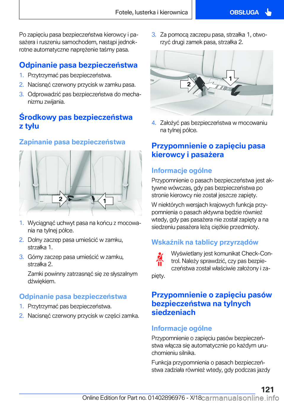 BMW 3 SERIES 2019  Instrukcja obsługi (in Polish) �P�o��z�a�p�i�