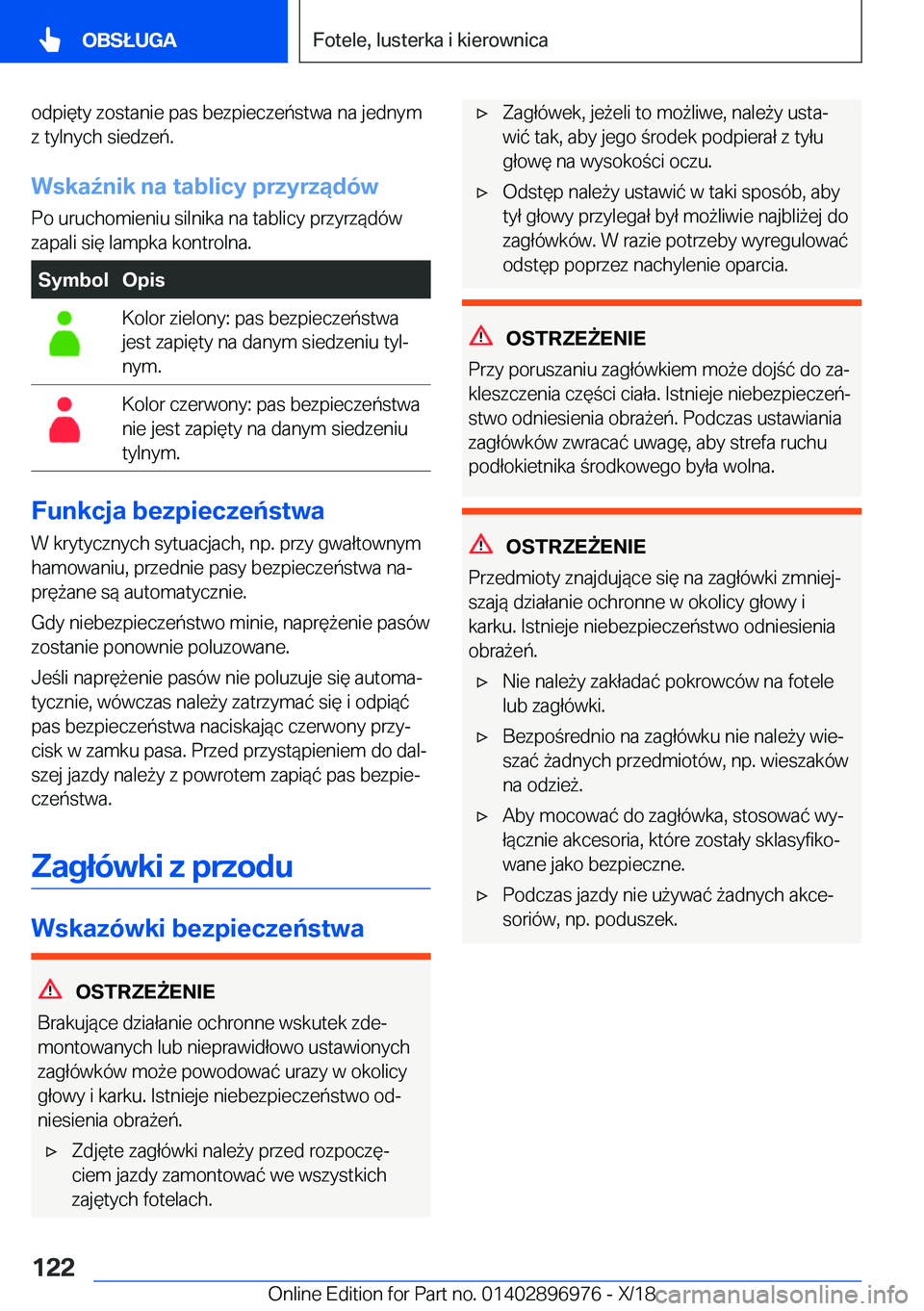 BMW 3 SERIES 2019  Instrukcja obsługi (in Polish) �o�d�p�i�