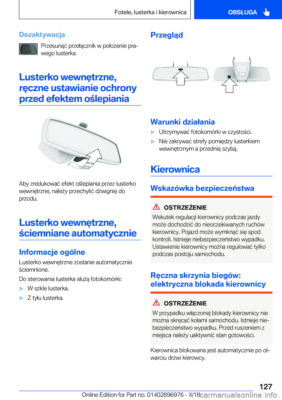 BMW 3 SERIES 2019  Instrukcja obsługi (in Polish) �D�e�z�a�k�t�y�w�a�c�j�a�P�r�z�e�s�u�n�