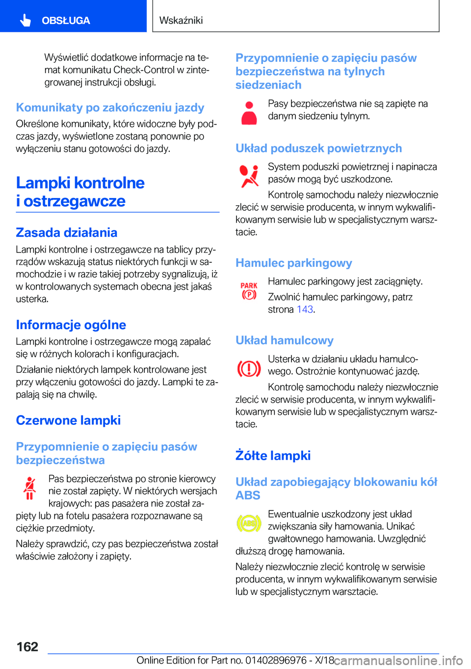 BMW 3 SERIES 2019  Instrukcja obsługi (in Polish) �W�y�w�i�e�t�l�i�