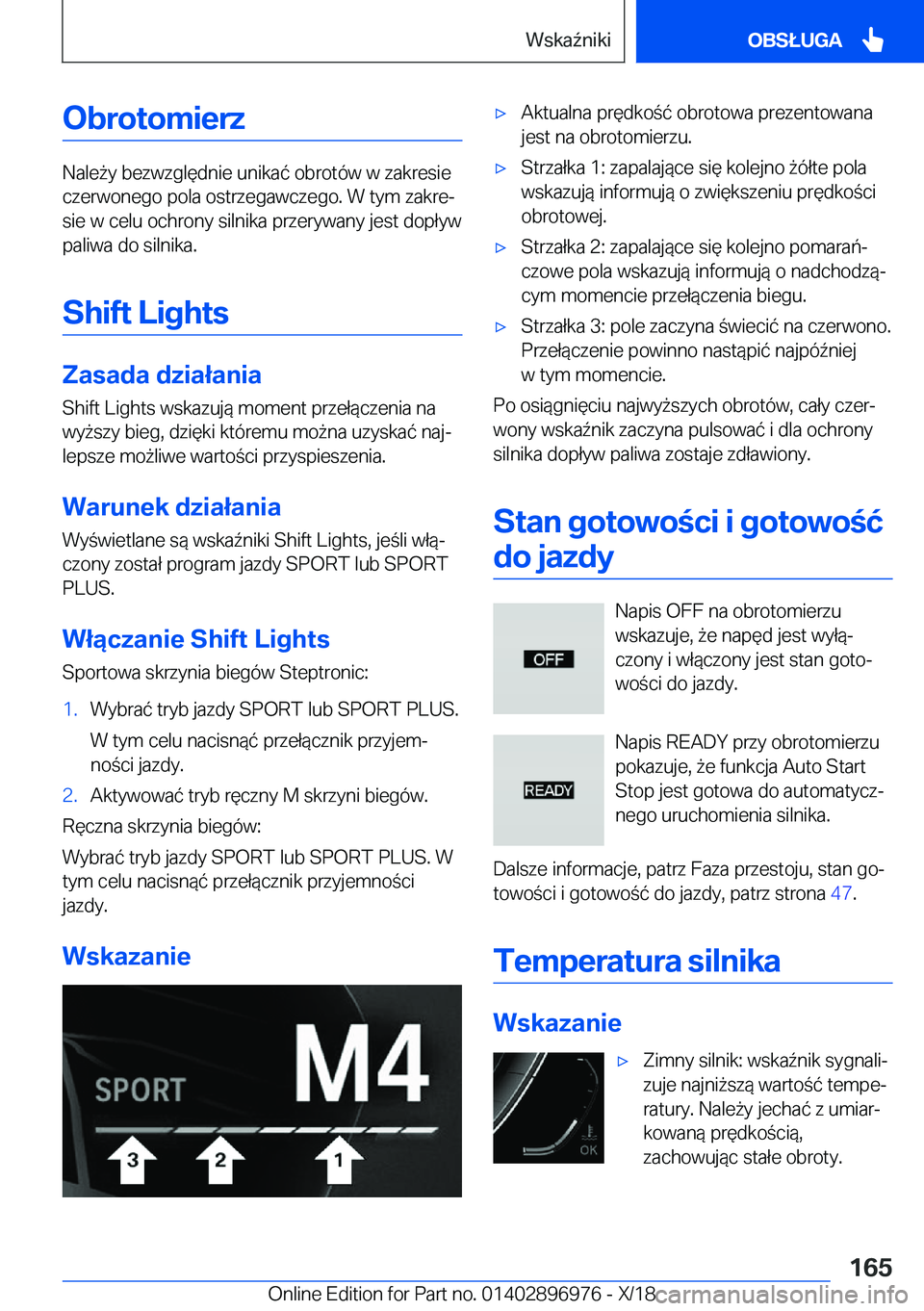 BMW 3 SERIES 2019  Instrukcja obsługi (in Polish) �O�b�r�o�t�o�m�i�e�r�z
�N�a�l�e9�y��b�e�z�w�z�g�l�