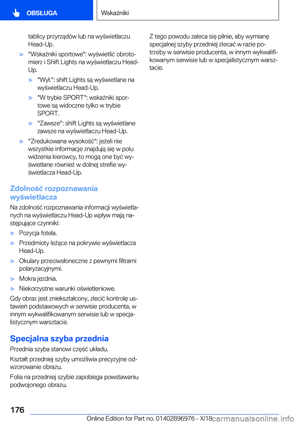 BMW 3 SERIES 2019  Instrukcja obsługi (in Polish) �t�a�b�l�i�c�y��p�r�z�y�r�z�