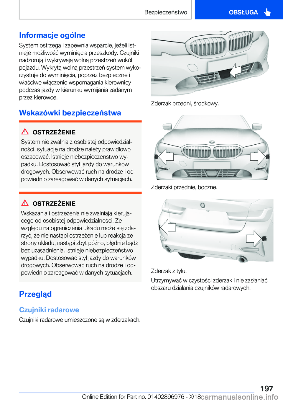 BMW 3 SERIES 2019  Instrukcja obsługi (in Polish) �I�n�f�o�r�m�a�c�j�e��o�g�