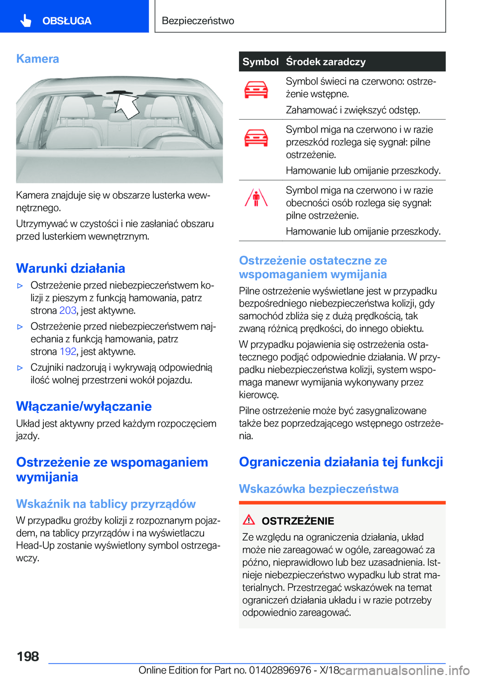 BMW 3 SERIES 2019  Instrukcja obsługi (in Polish) �K�a�m�e�r�a
�K�a�m�e�r�a��z�n�a�j�d�u�j�e��s�i�