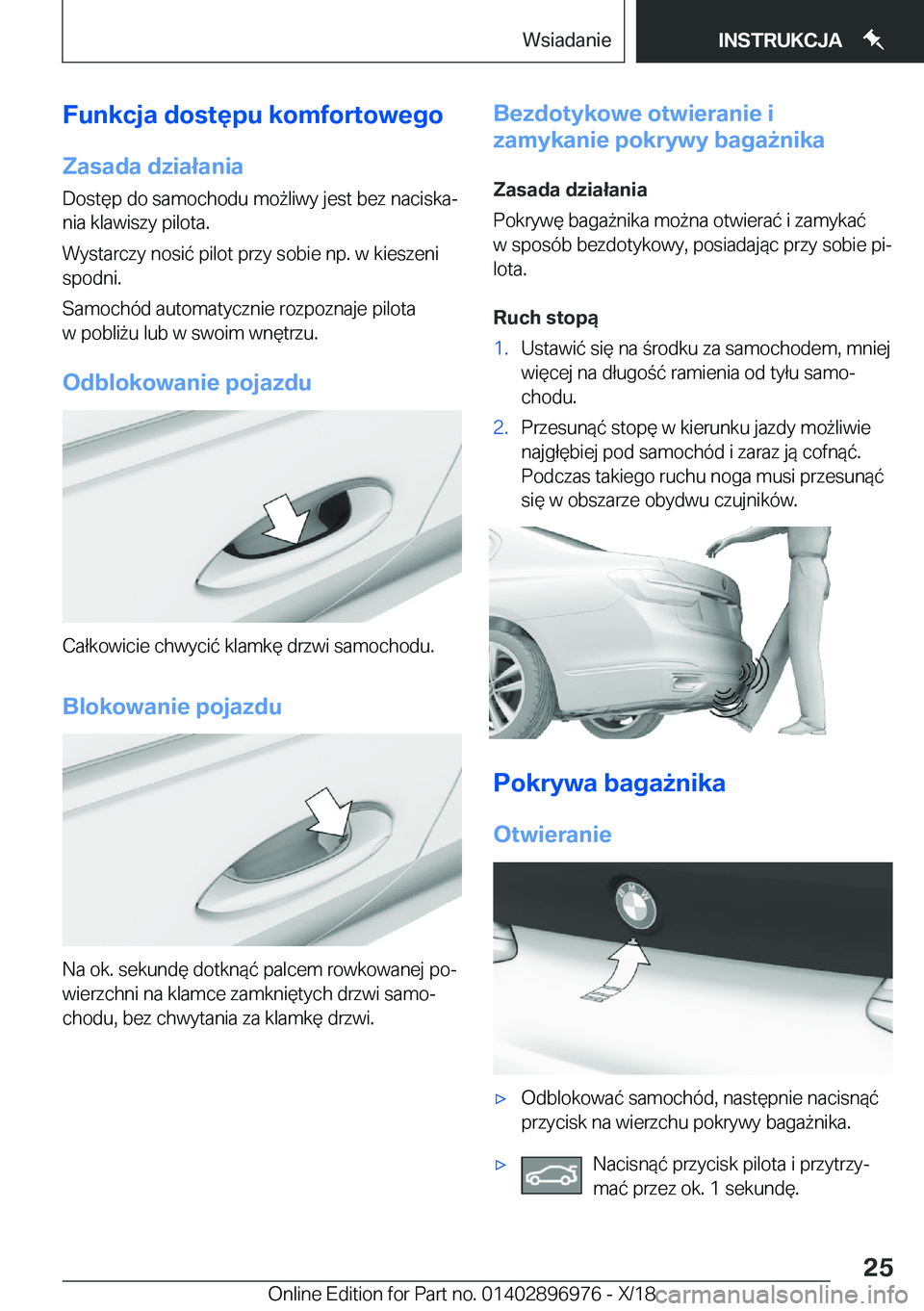 BMW 3 SERIES 2019  Instrukcja obsługi (in Polish) �F�u�n�k�c�j�a��d�o�s�t�
