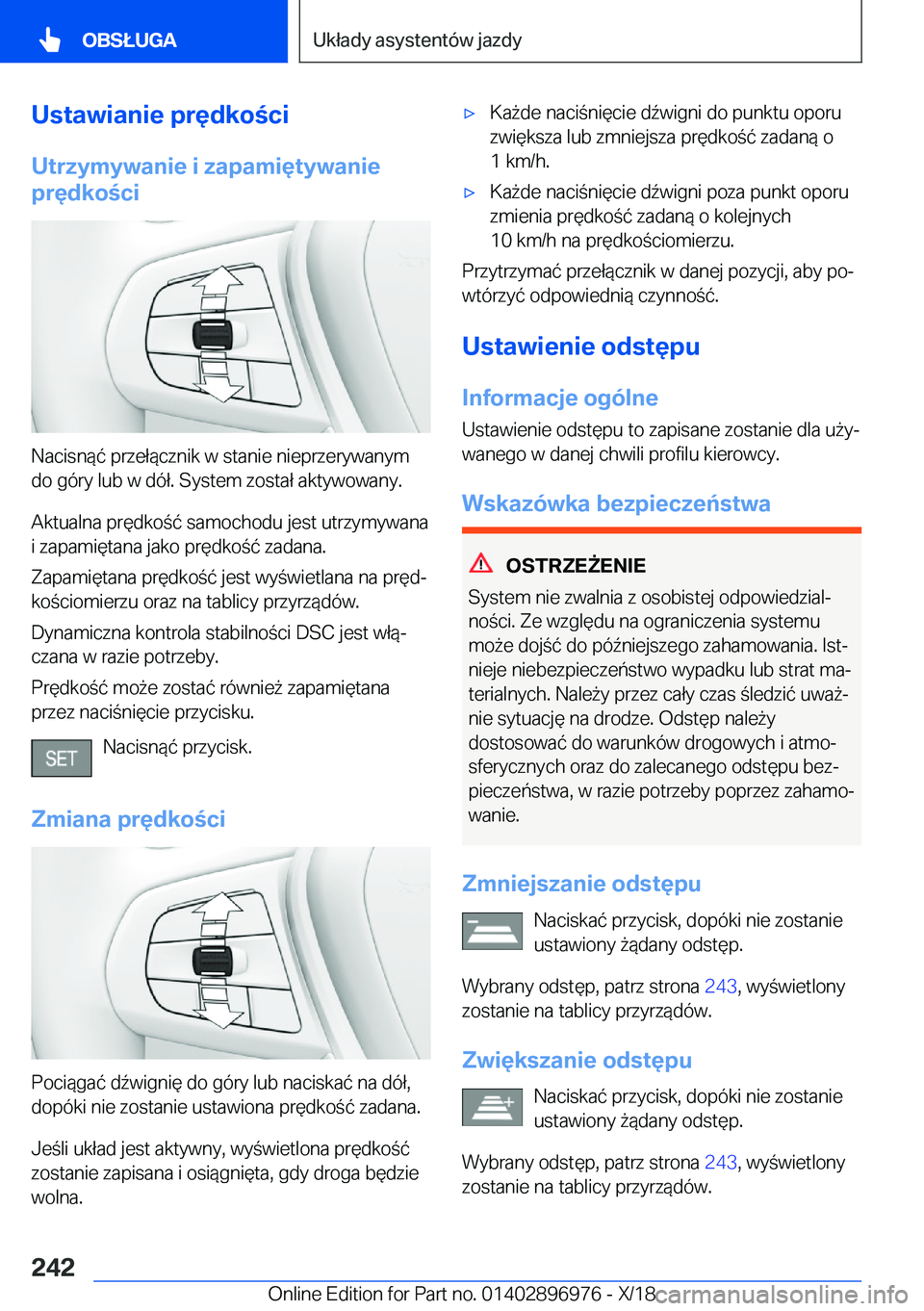 BMW 3 SERIES 2019  Instrukcja obsługi (in Polish) �U�s�t�a�w�i�a�n�i�e��p�r�