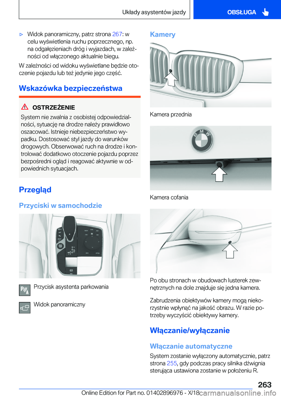 BMW 3 SERIES 2019  Instrukcja obsługi (in Polish) 'x�W�i�d�o�k��p�a�n�o�r�a�m�i�c�z�n�y�,��p�a�t�r�z��s�t�r�o�n�a��2�6�7�:��w
�c�e�l�u��w�y�w�i�e�t�l�e�n�i�a��r�u�c�h�u��p�o�p�r�z�e�c�z�n�e�g�o�,��n�p�.
�n�a��o�d�g�a�ł�