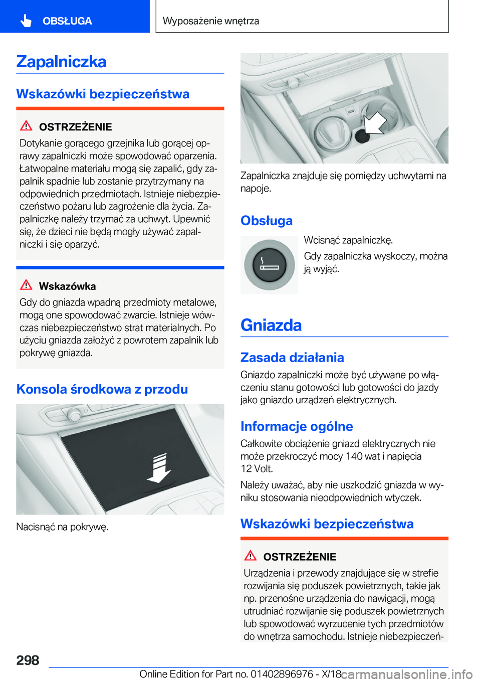 BMW 3 SERIES 2019  Instrukcja obsługi (in Polish) �Z�a�p�a�l�n�i�c�z�k�a
�W�s�k�a�z�