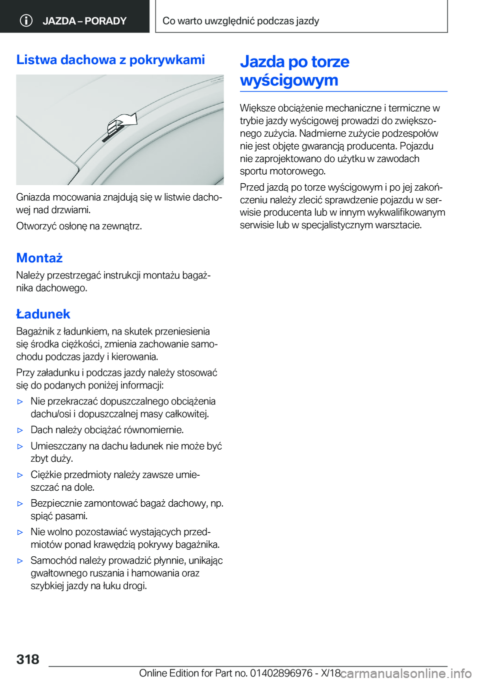 BMW 3 SERIES 2019  Instrukcja obsługi (in Polish) �L�i�s�t�w�a��d�a�c�h�o�w�a��z��p�o�k�r�y�w�k�a�m�i
�G�n�i�a�z�d�a��m�o�c�o�w�a�n�i�a��z�n�a�j�d�u�j�