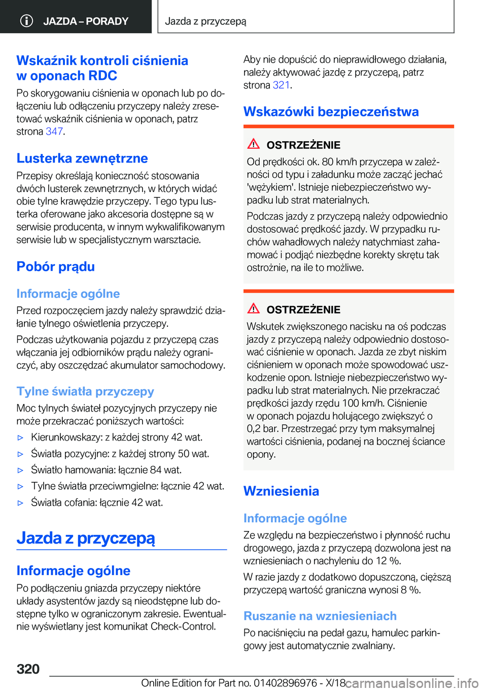 BMW 3 SERIES 2019  Instrukcja obsługi (in Polish) �W�s�k�a7�n�i�k��k�o�n�t�r�o�l�i��c�i�n�i�e�n�i�a
�w��o�p�o�n�a�c�h��R�D�C
�P�o��s�k�o�r�y�g�o�w�a�n�i�u��c�i�n�i�e�n�i�a��w��o�p�o�n�a�c�h��l�u�b��p�o��d�oj �ł�