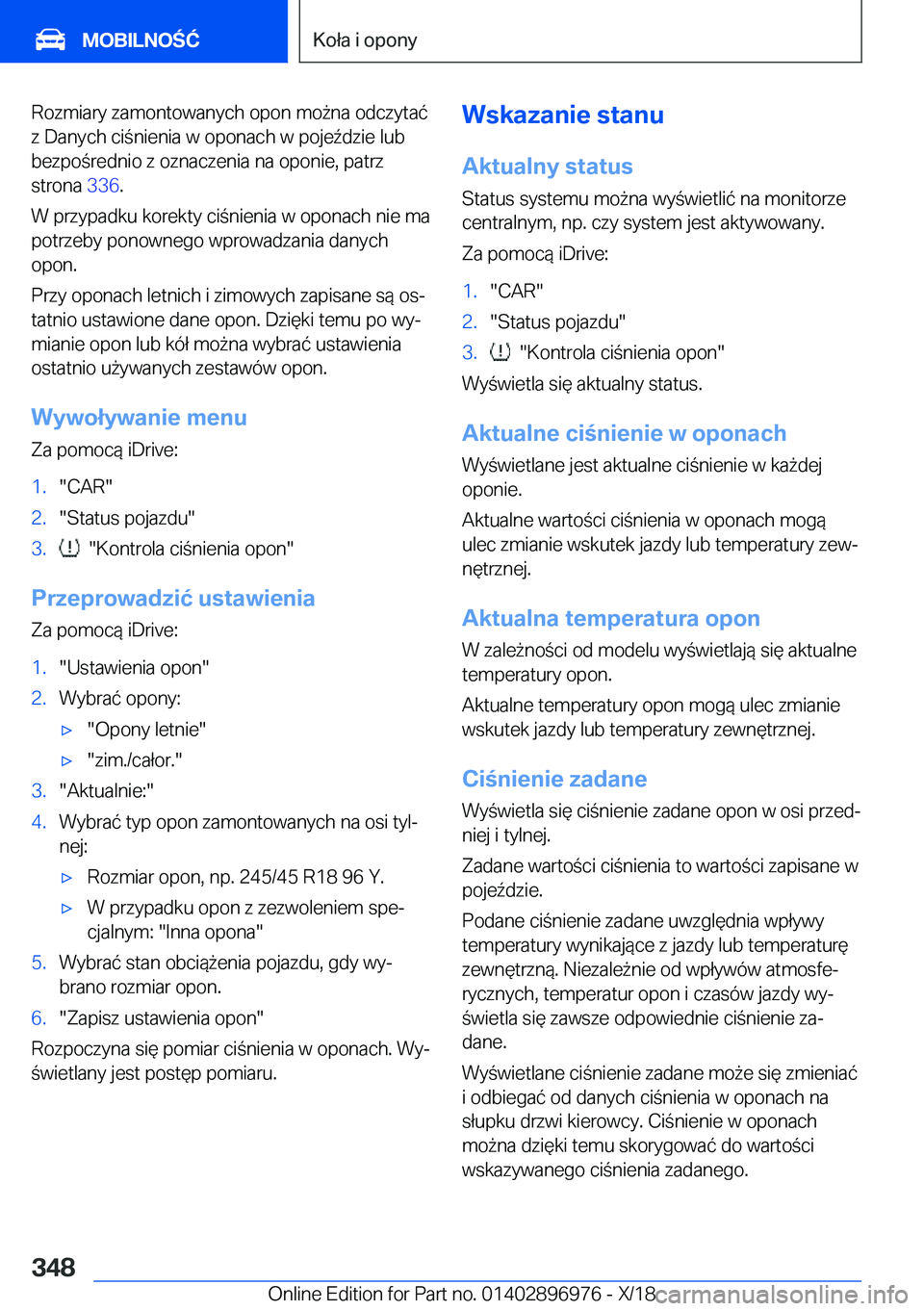 BMW 3 SERIES 2019  Instrukcja obsługi (in Polish) �R�o�z�m�i�a�r�y��z�a�m�o�n�t�o�w�a�n�y�c�h��o�p�o�n��m�o9�n�a��o�d�c�z�y�t�a�