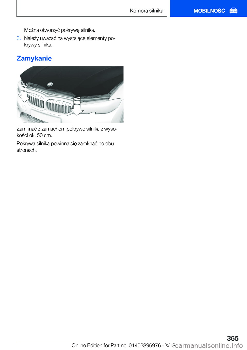 BMW 3 SERIES 2019  Instrukcja obsługi (in Polish) �M�o9�n�a��o�t�w�o�r�z�y�