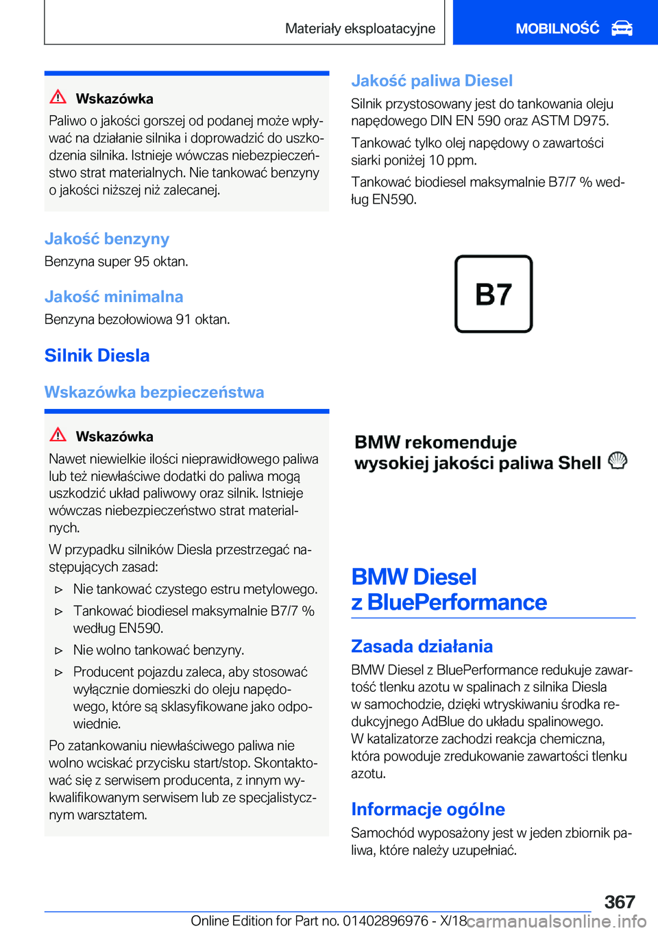 BMW 3 SERIES 2019  Instrukcja obsługi (in Polish) �W�s�k�a�z�