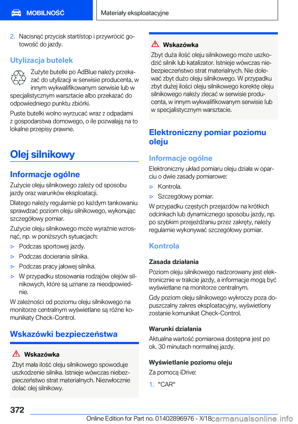 BMW 3 SERIES 2019  Instrukcja obsługi (in Polish) �2�.�N�a�c�i�s�n�