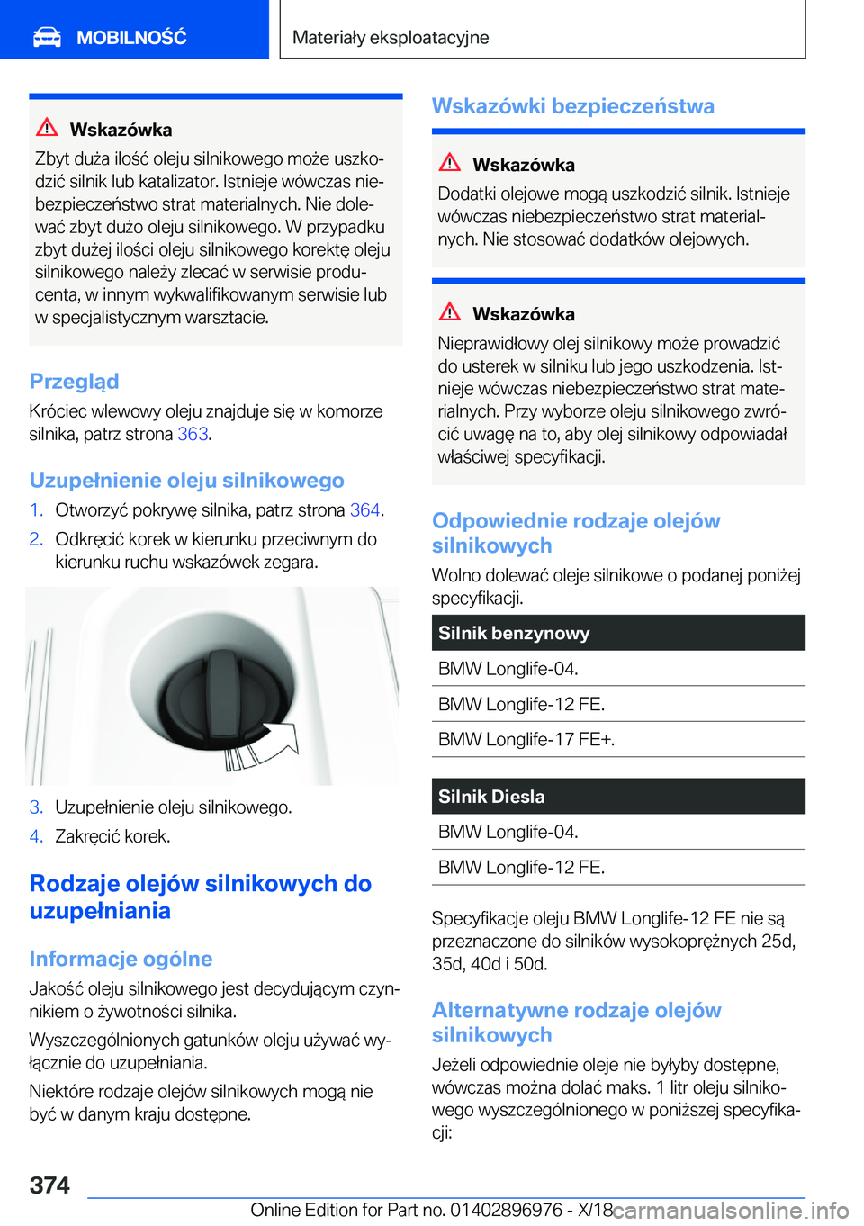 BMW 3 SERIES 2019  Instrukcja obsługi (in Polish) �W�s�k�a�z�