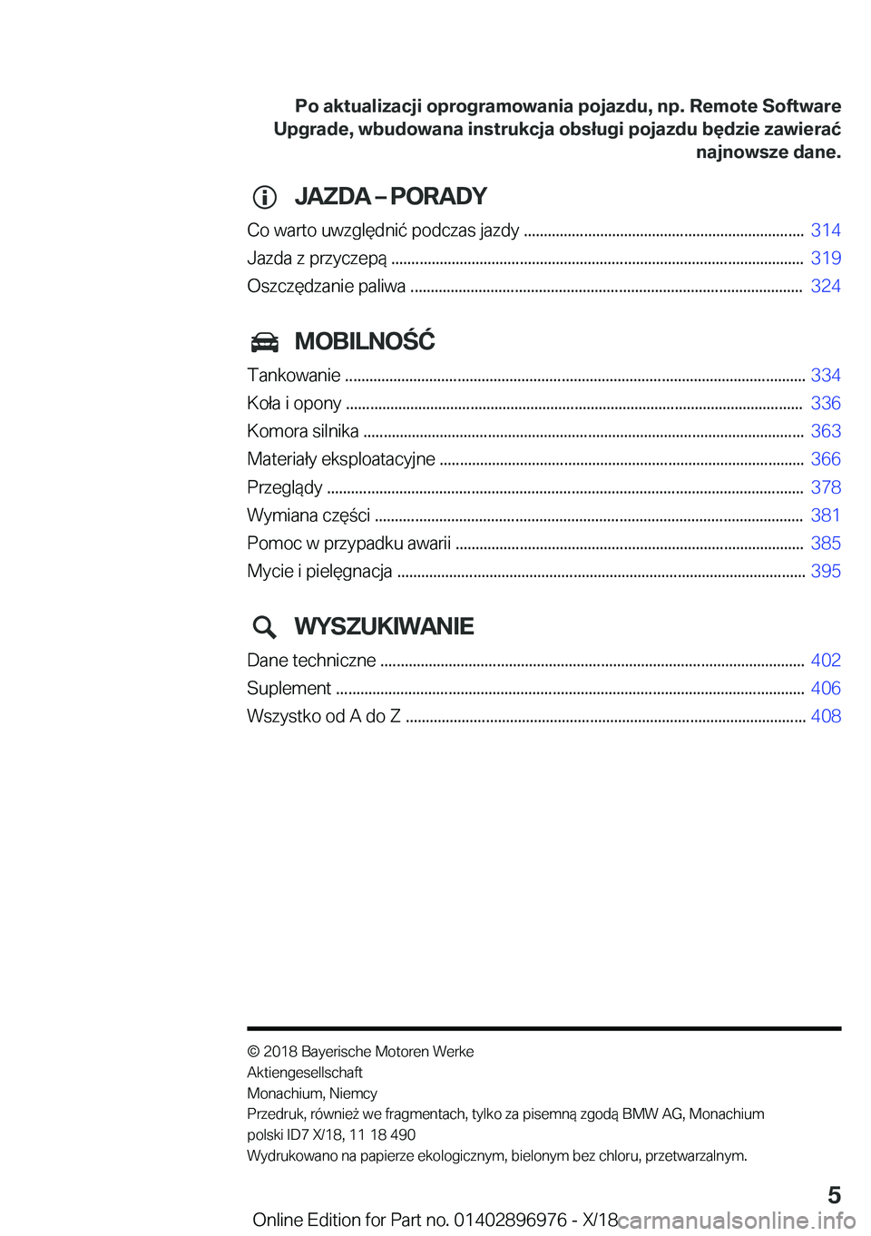 BMW 3 SERIES 2019  Instrukcja obsługi (in Polish) �J�A�Z�D�A�m��P�O�R�A�D�Y
�C�o��w�a�r�t�o��u�w�z�g�l�