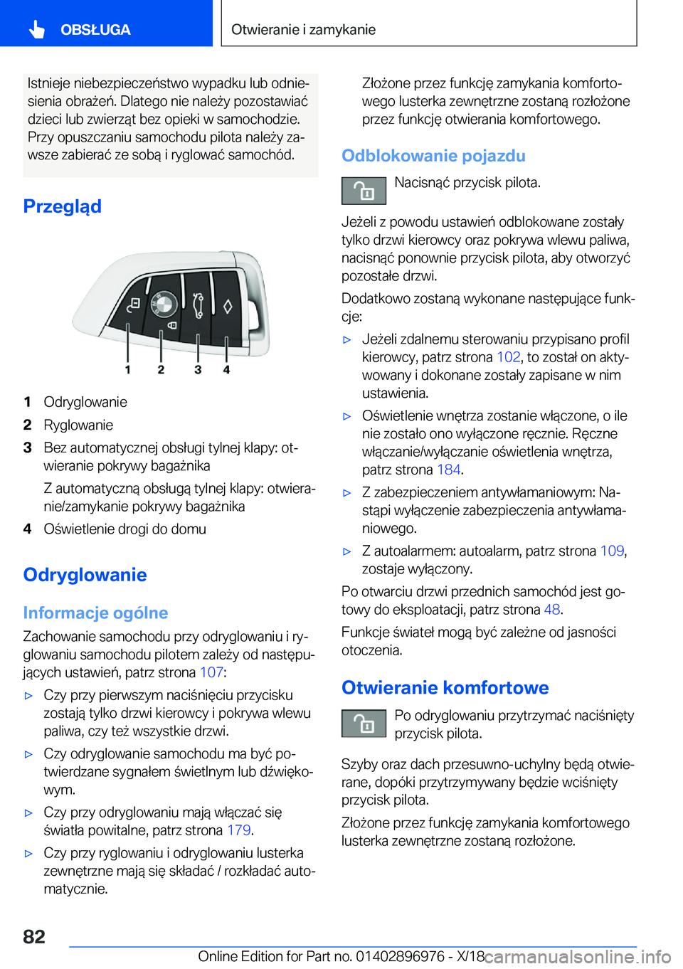 BMW 3 SERIES 2019  Instrukcja obsługi (in Polish) �I�s�t�n�i�e�j�e��n�i�e�b�e�z�p�i�e�c�z�e�