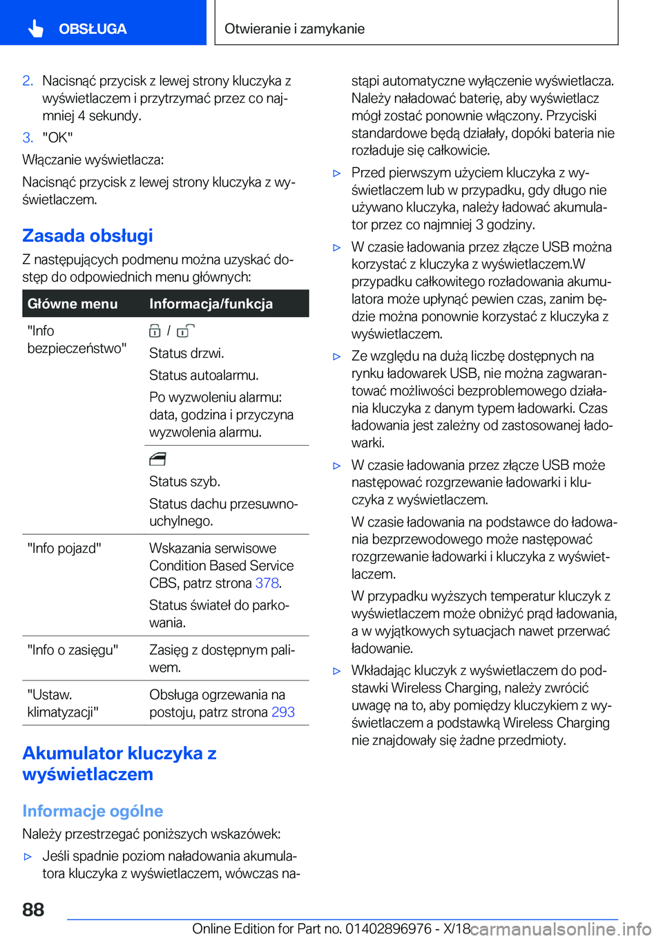 BMW 3 SERIES 2019  Instrukcja obsługi (in Polish) �2�.�N�a�c�i�s�n�