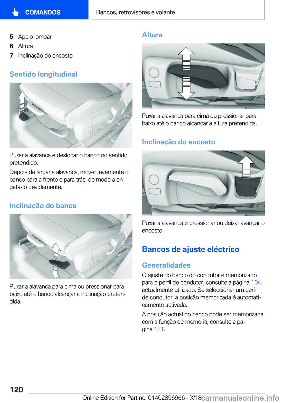 BMW 3 SERIES 2019  Manual do condutor (in Portuguese) �5�A�p�o�i�o��l�o�m�b�a�r�6�A�l�t�u�r�a�7�I�n�c�l�i�n�a�