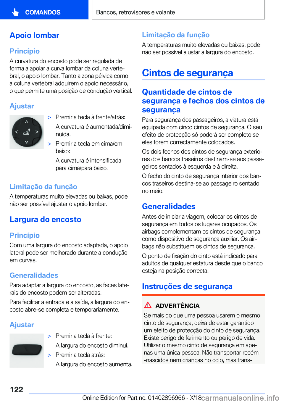 BMW 3 SERIES 2019  Manual do condutor (in Portuguese) �A�p�o�i�o��l�o�m�b�a�r�P�r�i�n�c�
