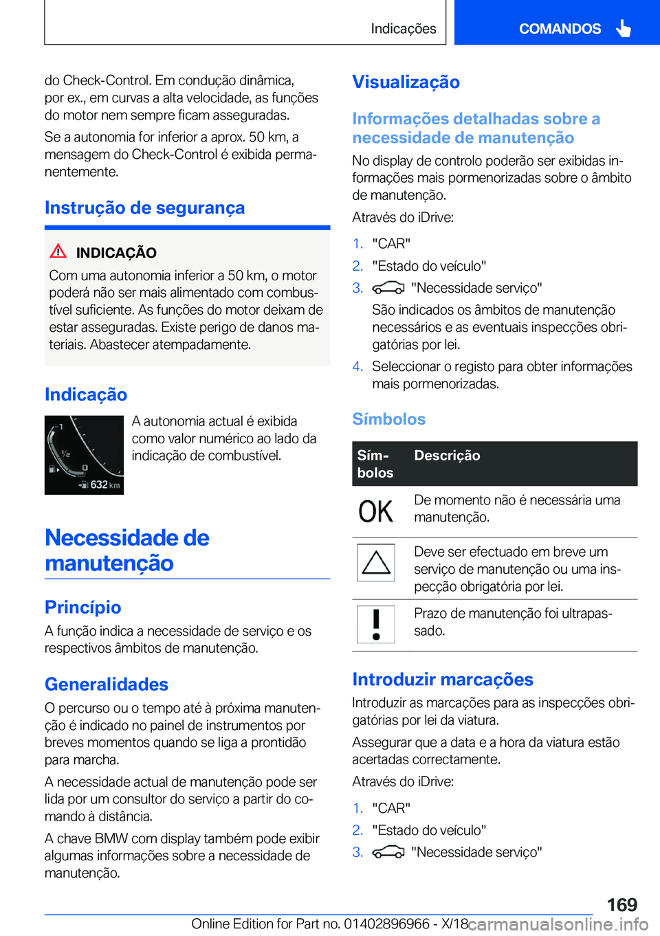 BMW 3 SERIES 2019  Manual do condutor (in Portuguese) �d�o��C�h�e�c�k�-�C�o�n�t�r�o�l�.��E�m��c�o�n�d�u�