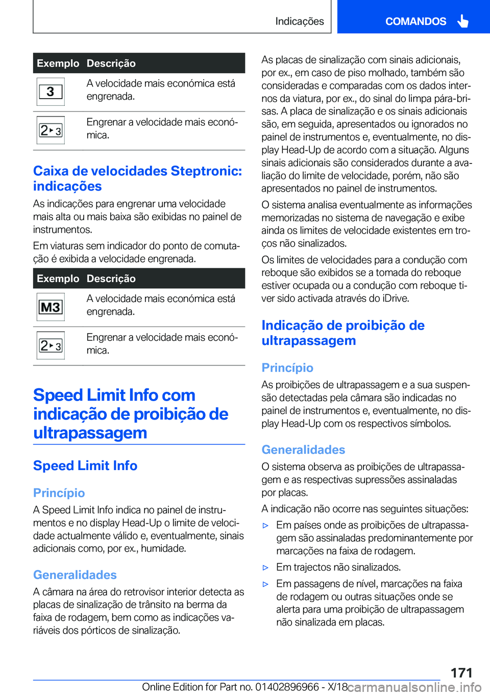 BMW 3 SERIES 2019  Manual do condutor (in Portuguese) �E�x�e�m�p�l�o�D�e�s�c�r�i�