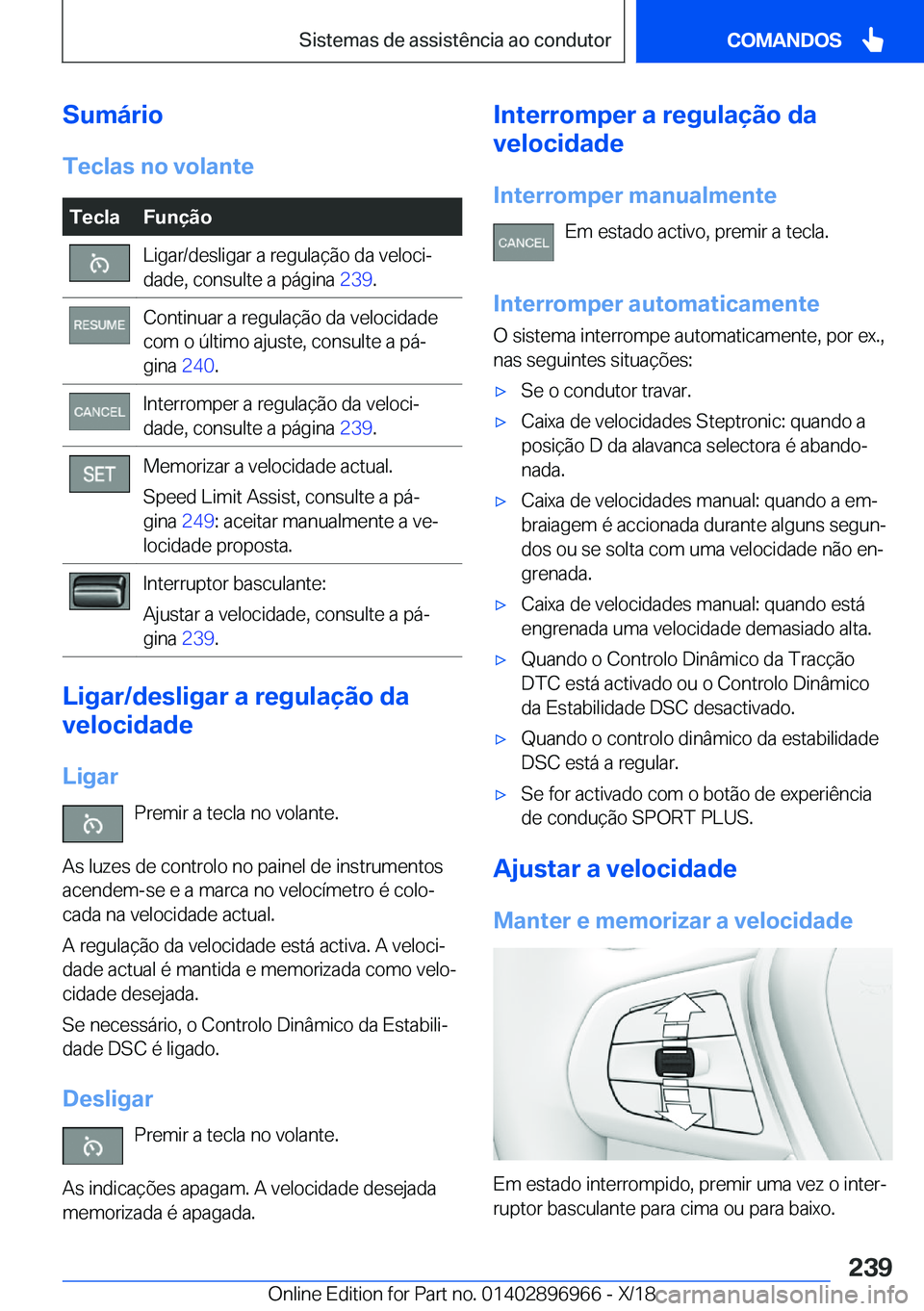 BMW 3 SERIES 2019  Manual do condutor (in Portuguese) �S�u�m�á�r�i�o�T�e�c�l�a�s��n�o��v�o�l�a�n�t�e�T�e�c�l�a�F�u�n�