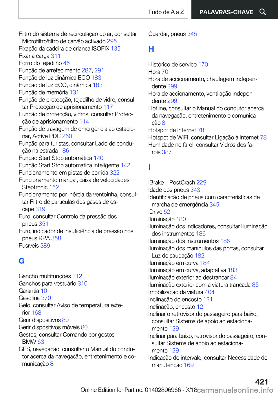 BMW 3 SERIES 2019  Manual do condutor (in Portuguese) �F�i�l�t�r�o��d�o��s�i�s�t�e�m�a��d�e��r�e�c�i�r�c�u�l�a�