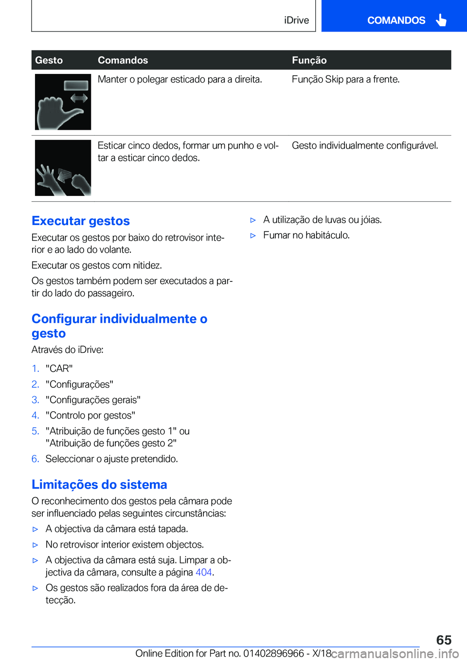 BMW 3 SERIES 2019  Manual do condutor (in Portuguese) �G�e�s�t�o�C�o�m�a�n�d�o�s�F�u�n�