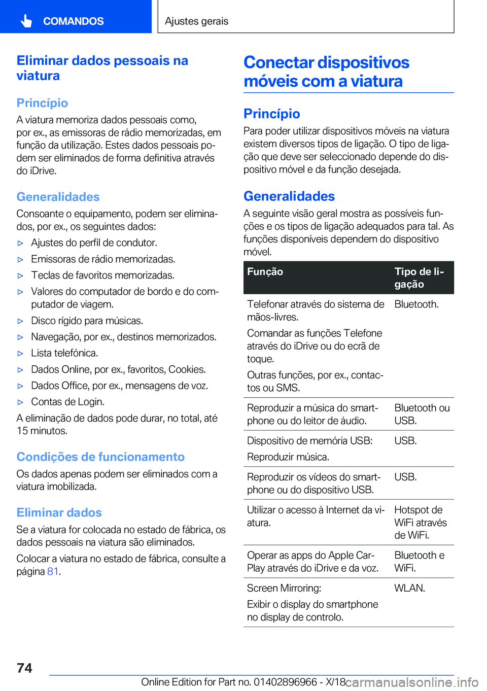 BMW 3 SERIES 2019  Manual do condutor (in Portuguese) �E�l�i�m�i�n�a�r��d�a�d�o�s��p�e�s�s�o�a�i�s��n�a
�v�i�a�t�u�r�a
�P�r�i�n�c�