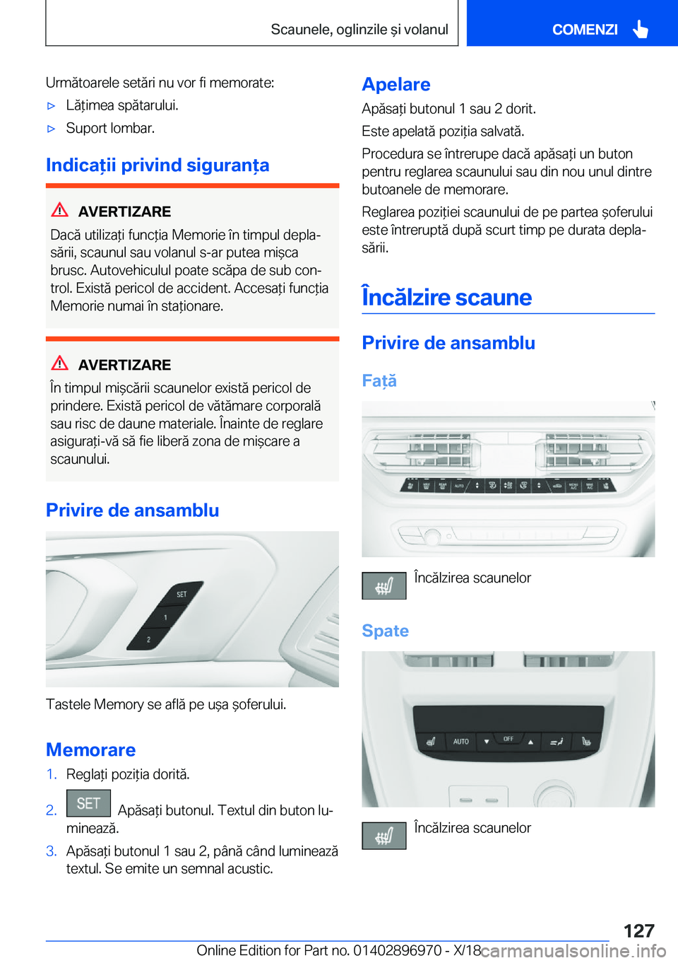 BMW 3 SERIES 2019  Ghiduri De Utilizare (in Romanian) �U�r�m�
