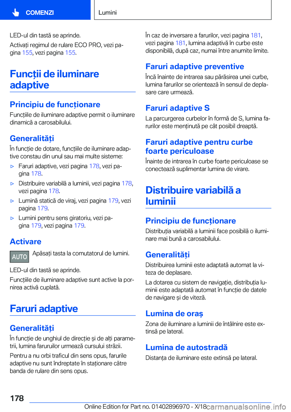 BMW 3 SERIES 2019  Ghiduri De Utilizare (in Romanian) �L�E�D�-�u�l��d�i�n��t�a�s�t�