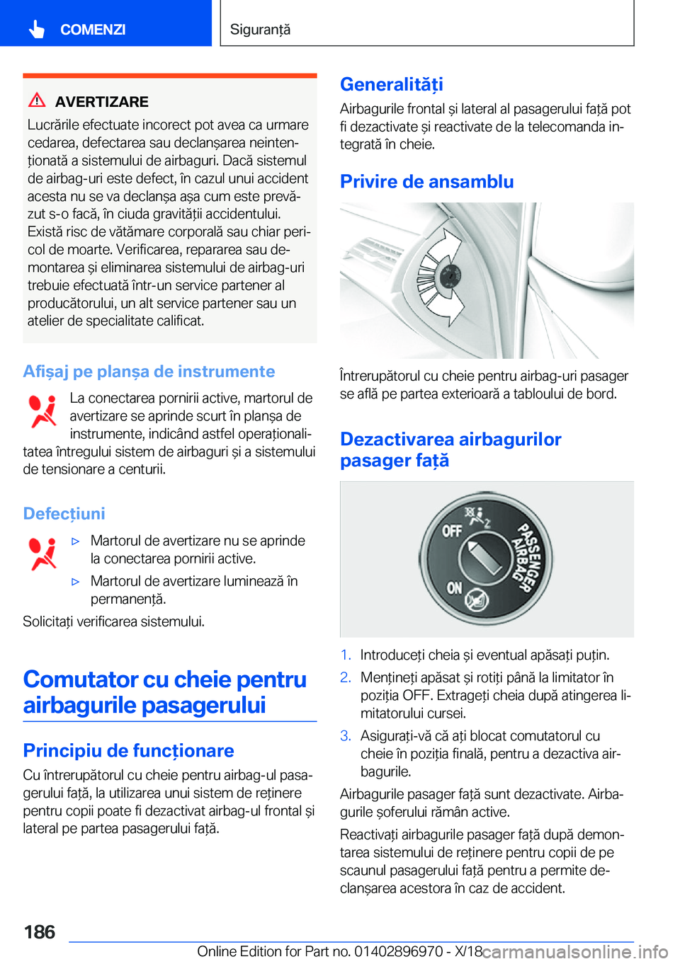 BMW 3 SERIES 2019  Ghiduri De Utilizare (in Romanian) �A�V�E�R�T�I�Z�A�R�E
�L�u�c�r�