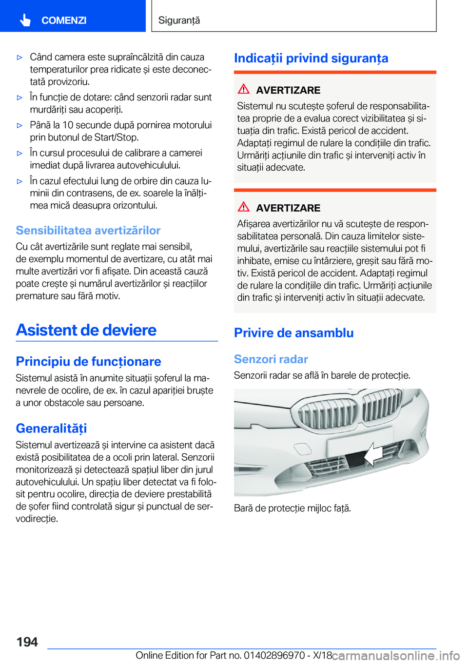 BMW 3 SERIES 2019  Ghiduri De Utilizare (in Romanian) 'x�C�