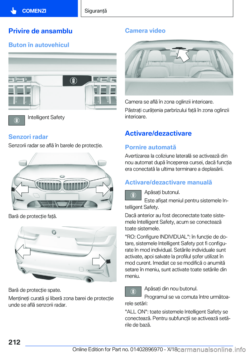 BMW 3 SERIES 2019  Ghiduri De Utilizare (in Romanian) �P�r�i�v�i�r�e��d�e��a�n�s�a�m�b�l�u
�B�u�t�o�n��