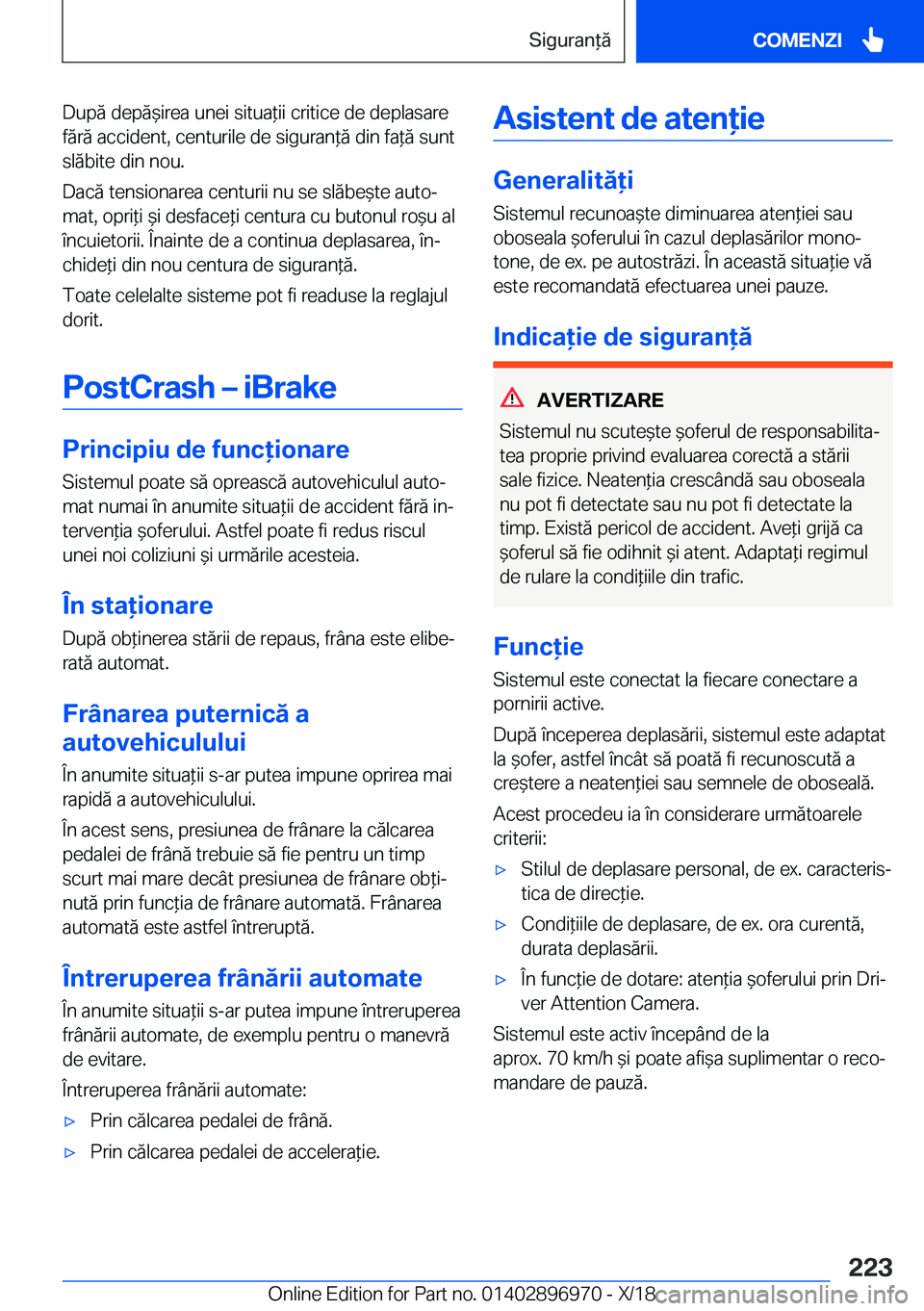 BMW 3 SERIES 2019  Ghiduri De Utilizare (in Romanian) �D�u�p�