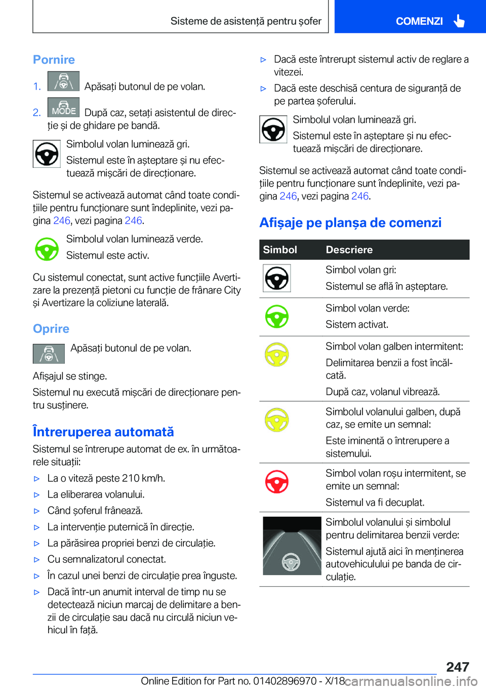 BMW 3 SERIES 2019  Ghiduri De Utilizare (in Romanian) �P�o�r�n�i�r�e�1�.���A�p�