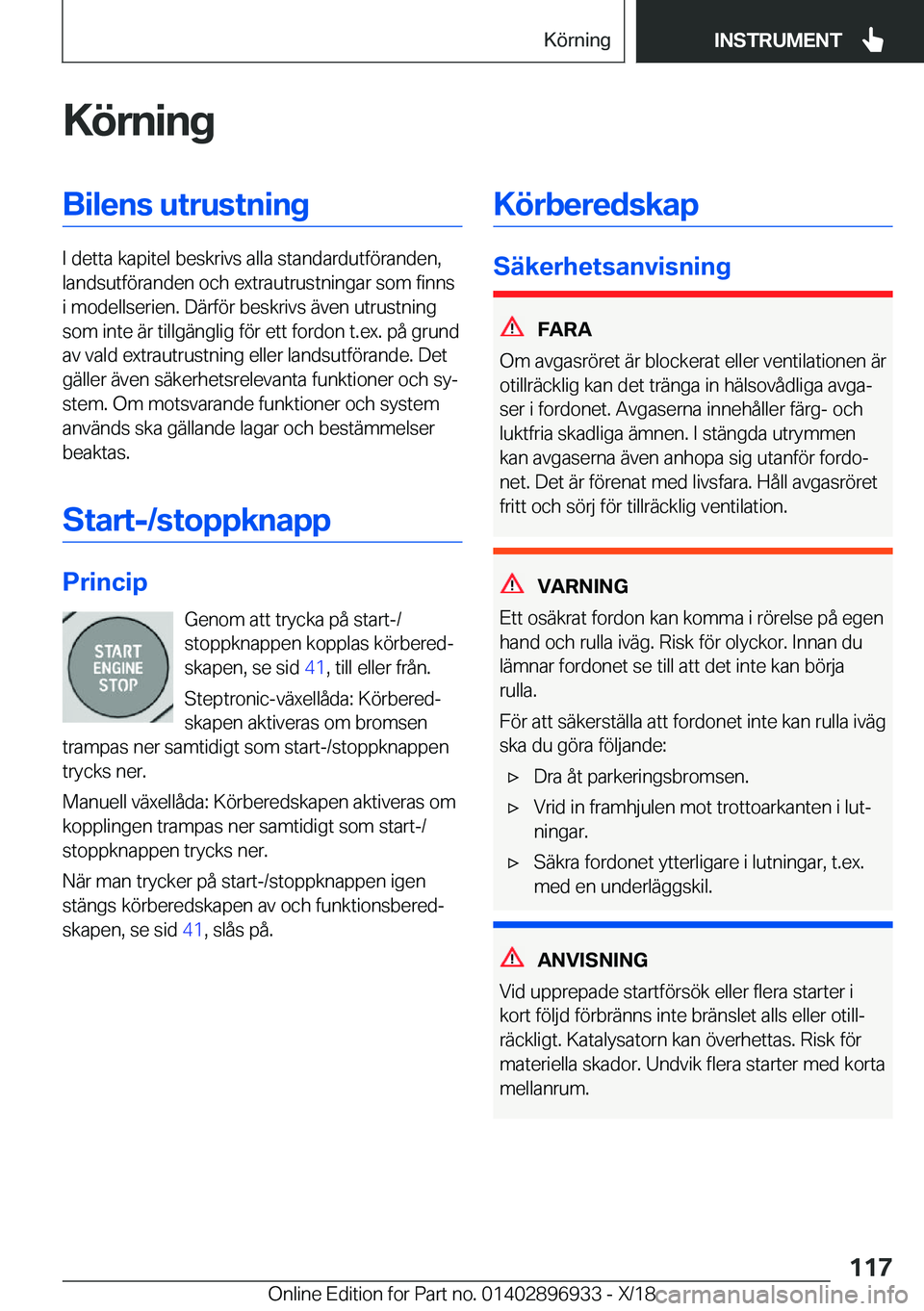 BMW 3 SERIES 2019  InstruktionsbÖcker (in Swedish) �K�