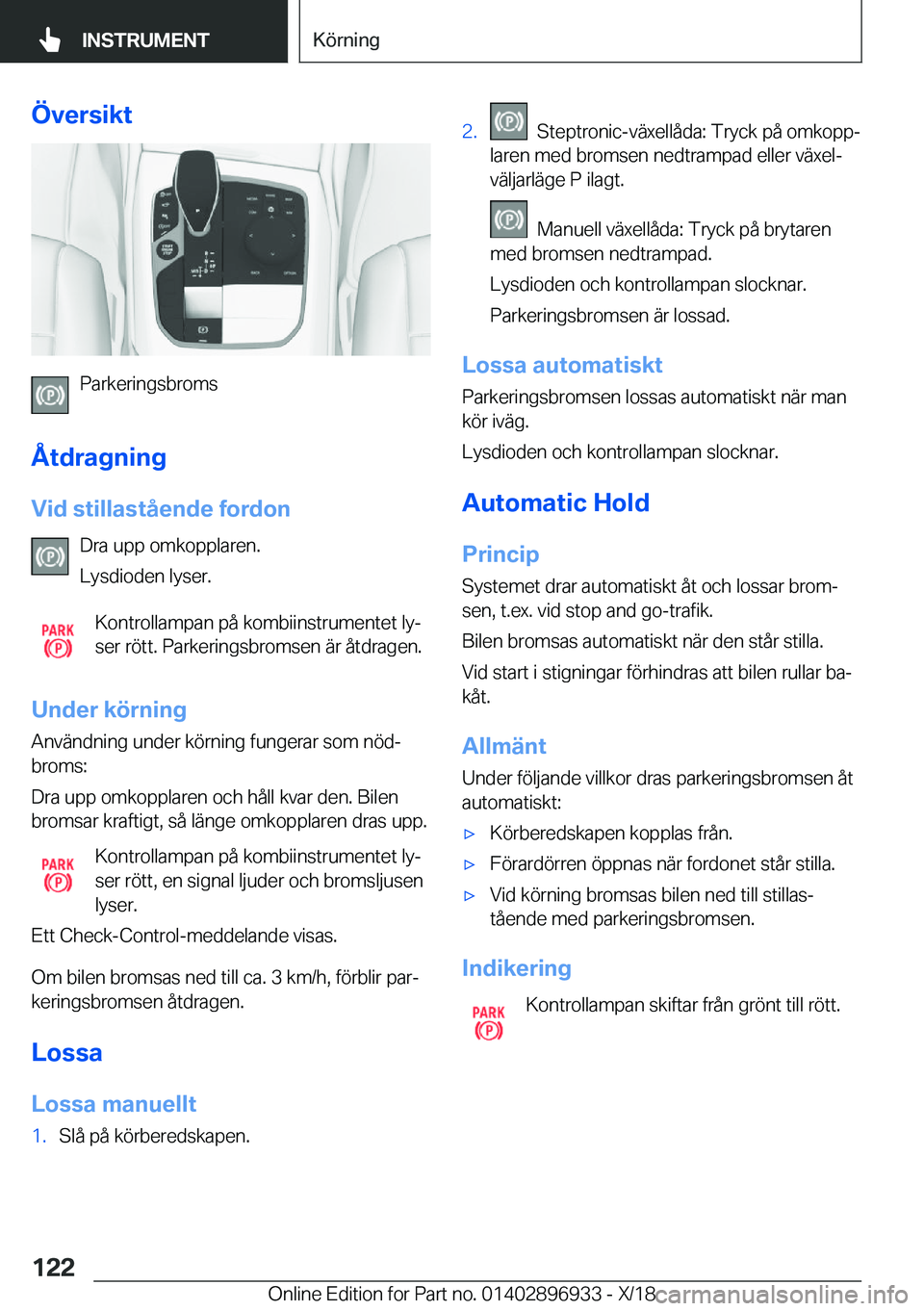 BMW 3 SERIES 2019  InstruktionsbÖcker (in Swedish) �