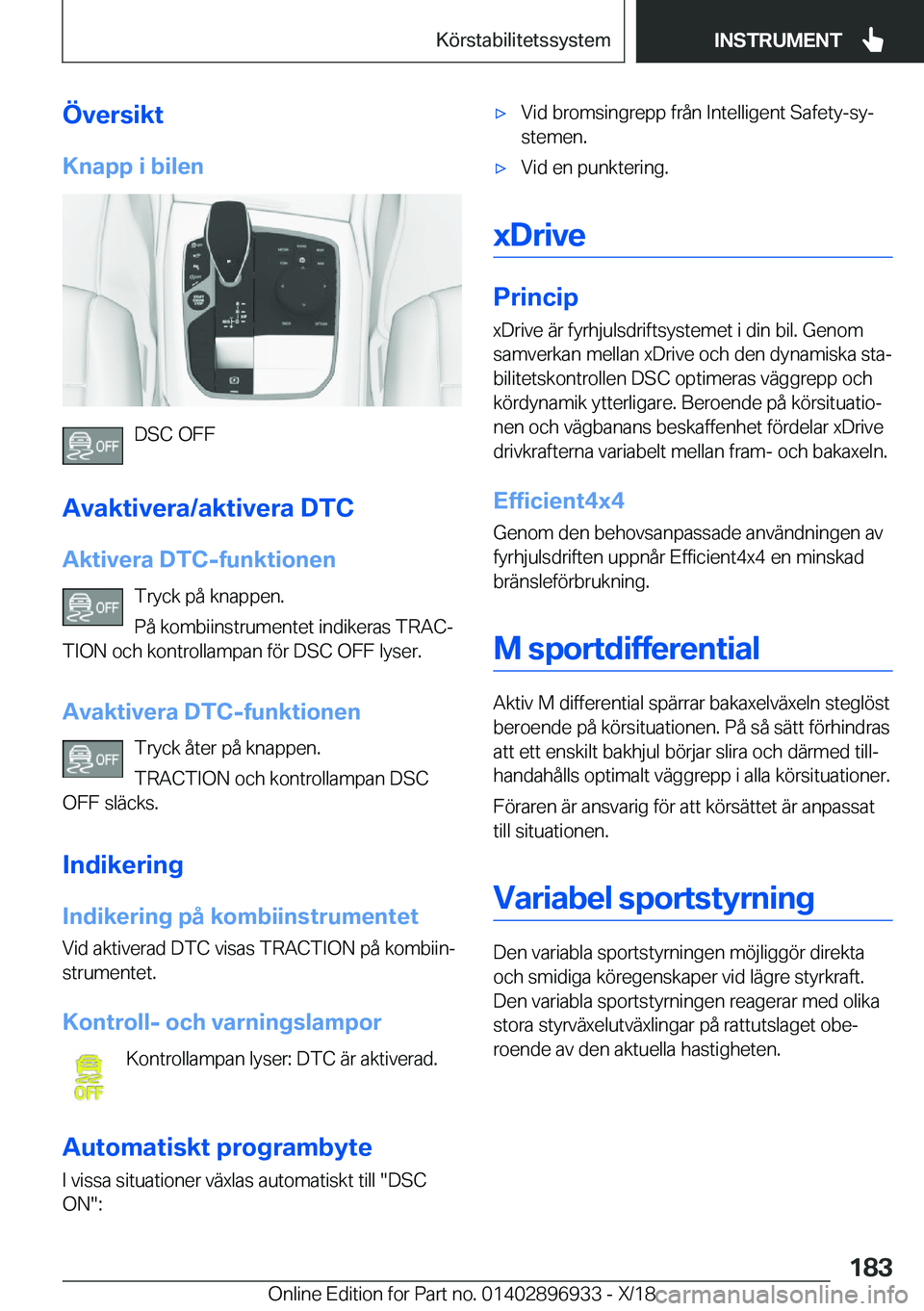 BMW 3 SERIES 2019  InstruktionsbÖcker (in Swedish) �