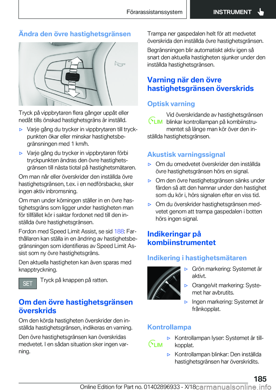 BMW 3 SERIES 2019  InstruktionsbÖcker (in Swedish) �Ä�n�d�r�a��d�e�n��