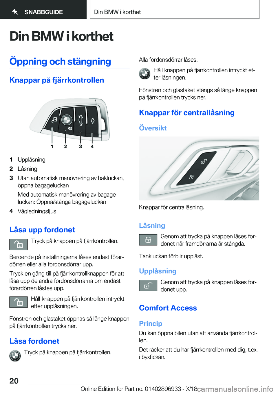 BMW 3 SERIES 2019  InstruktionsbÖcker (in Swedish) �D�i�n��B�M�W��i��k�o�r�t�h�e�t�