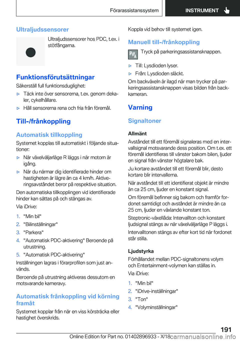 BMW 3 SERIES 2019  InstruktionsbÖcker (in Swedish) �U�l�t�r�a�l�j�u�d�s�s�e�n�s�o�r�e�r�U�l�t�r�a�l�j�u�d�s�s�e�n�s�o�r�e�r��h�o�s��P�D�C�,��t�.�e�x�.��i
�s�t�