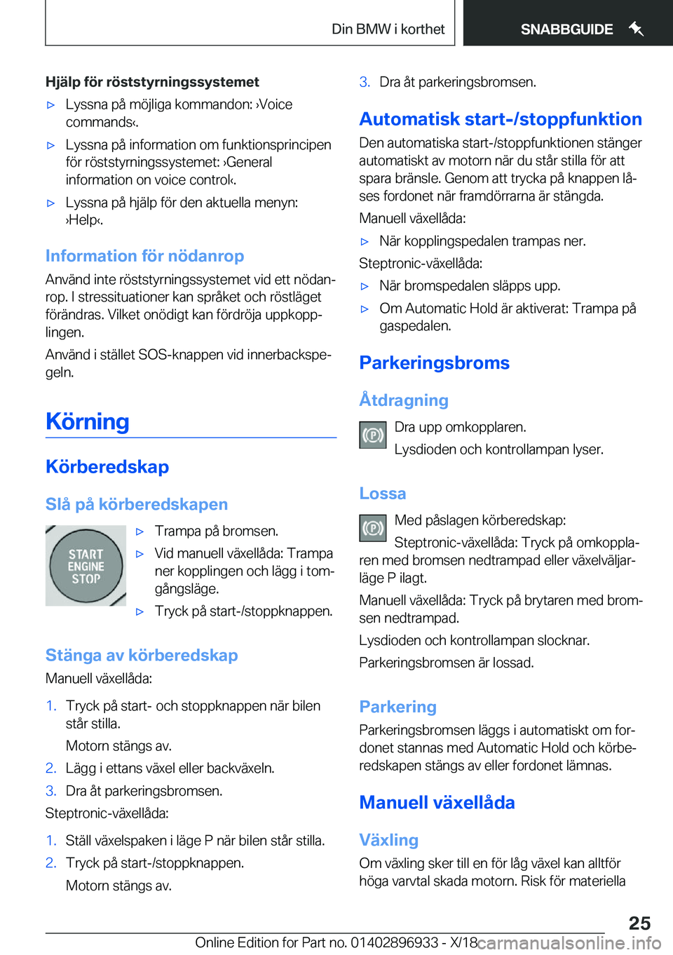 BMW 3 SERIES 2019  InstruktionsbÖcker (in Swedish) �H�j�ä�l�p��f�