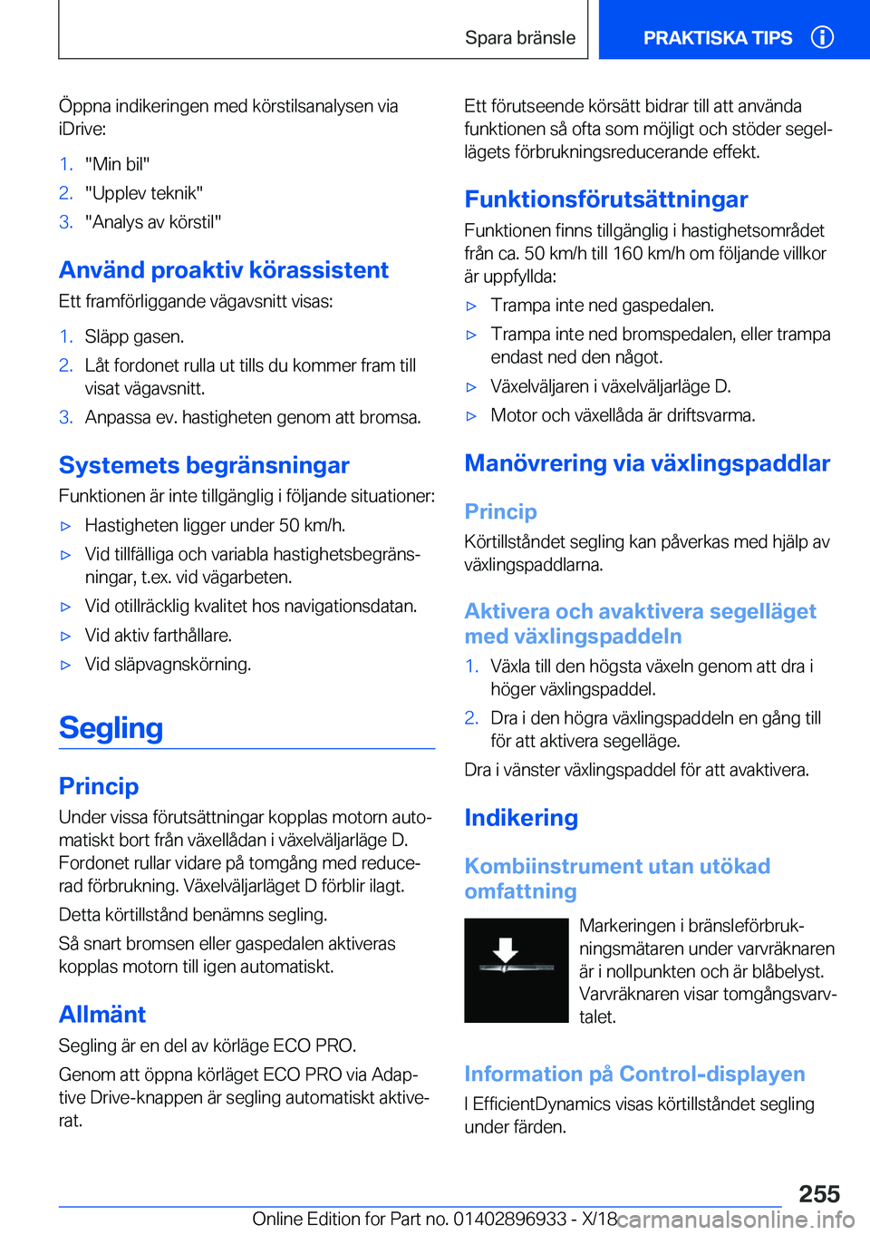 BMW 3 SERIES 2019  InstruktionsbÖcker (in Swedish) �