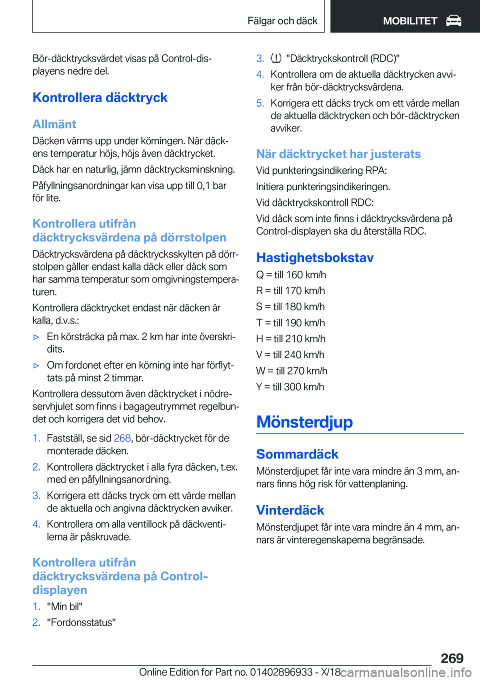 BMW 3 SERIES 2019  InstruktionsbÖcker (in Swedish) �B�