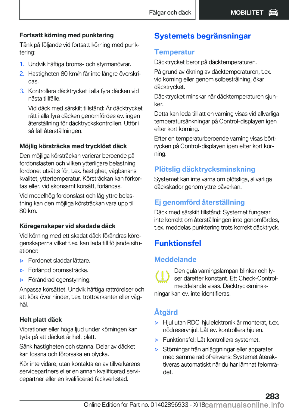 BMW 3 SERIES 2019  InstruktionsbÖcker (in Swedish) �F�o�r�t�s�a�t�t��k�