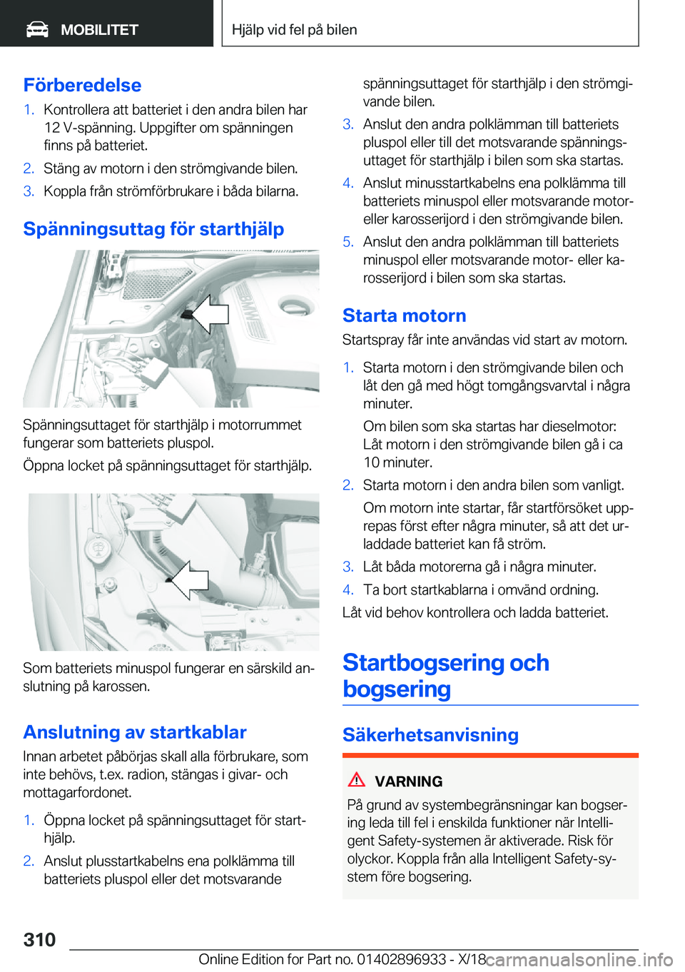 BMW 3 SERIES 2019  InstruktionsbÖcker (in Swedish) �F�