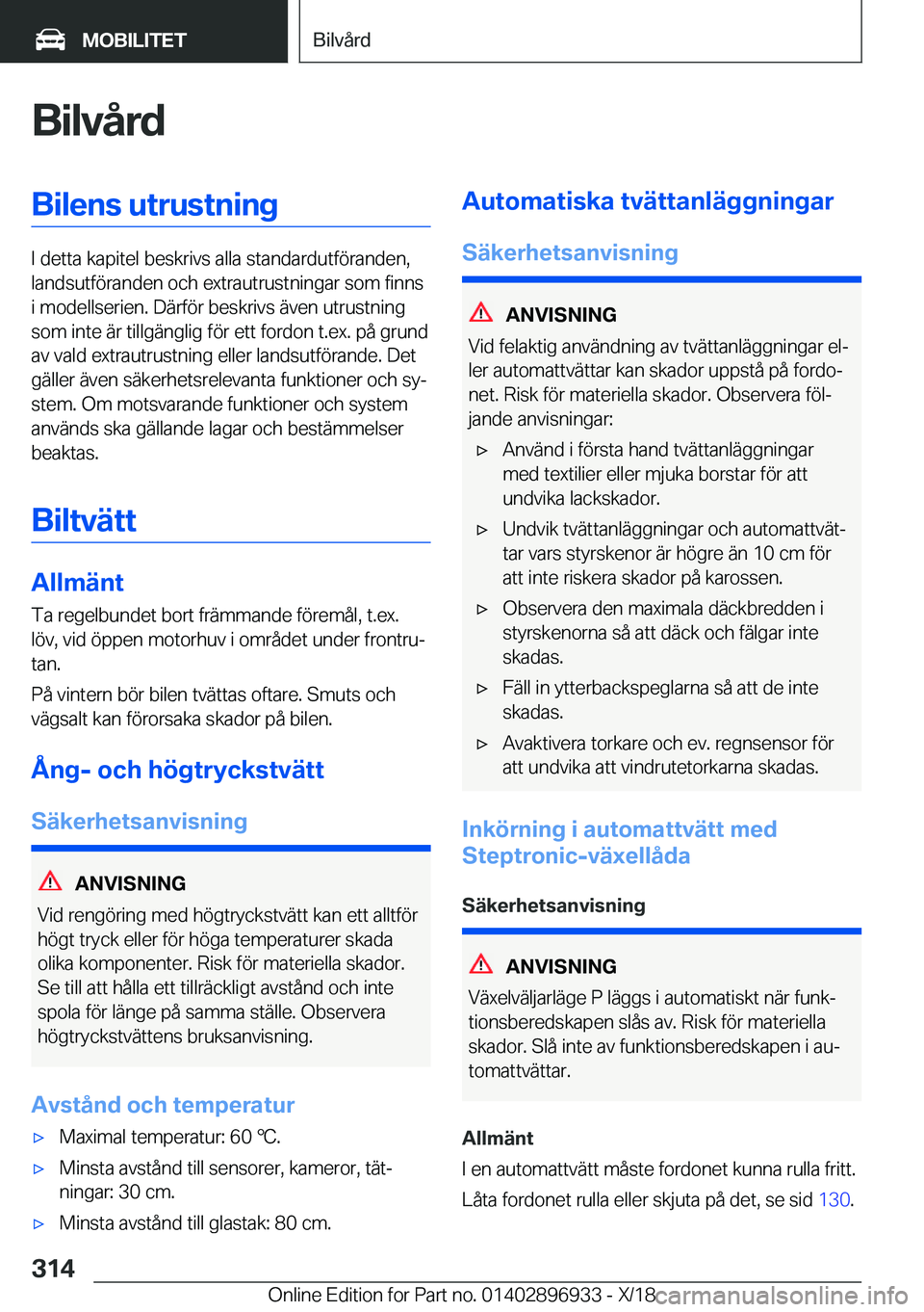 BMW 3 SERIES 2019  InstruktionsbÖcker (in Swedish) �B�i�l�v�å�r�d�B�i�l�e�n�s��u�t�r�u�s�t�n�i�n�g
�I��d�e�t�t�a��k�a�p�i�t�e�l��b�e�s�k�r�i�v�s��a�l�l�a��s�t�a�n�d�a�r�d�u�t�f�