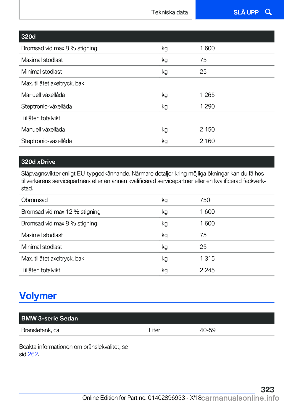 BMW 3 SERIES 2019  InstruktionsbÖcker (in Swedish) �3�2�0�d�B�r�o�m�s�a�d��v�i�d��m�a�x��8����s�t�i�g�n�i�n�g�k�g�1��6�0�0�M�a�x�i�m�a�l��s�t�